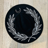Vegan Felt Hat - XL Brim - Large Fern & Moon Crown