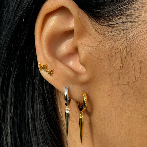 Spike Drop Huggie Hoop Earrings