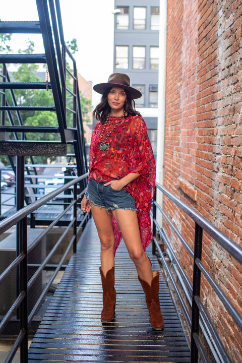 Electric Sangria Float Scarf Top