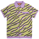 Unisex Electric Zebra Button Up Knit Shirt