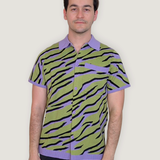 Unisex Electric Zebra Button Up Knit Shirt