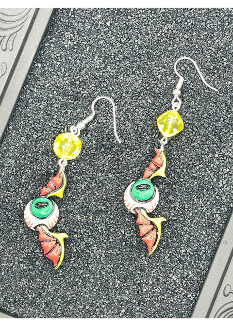 Tattoo Love Flying Eyeball Earrings