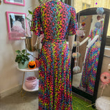 Lydia Wrap Dress in Rainbow Leopard Mesh