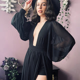 Minerva - Hauntingly Dramatic Mesh Maxi Dress with Built In Shorts