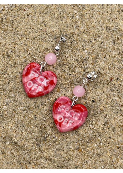 F*ck Off Candy Heart Earrings
