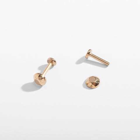 Tiny Faceted Circle Flat Back Stud Earrings