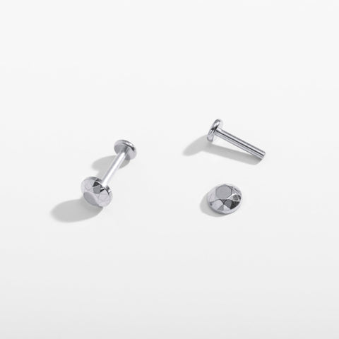 Tiny Faceted Circle Flat Back Stud Earrings