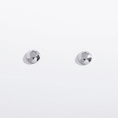 Tiny Faceted Circle Flat Back Stud Earrings