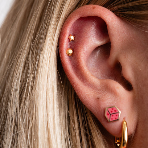 Tiny Faceted Circle Flat Back Stud Earrings