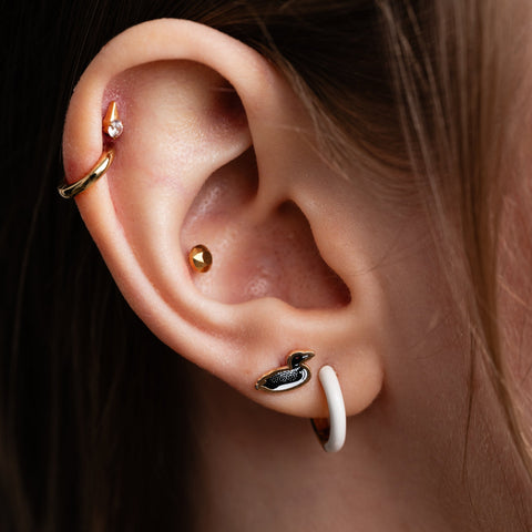 Tiny Faceted Circle Flat Back Stud Earrings