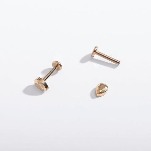 Tiny Faceted Teardrop Flat Back Stud Earrings