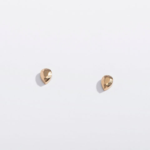 Tiny Faceted Teardrop Flat Back Stud Earrings