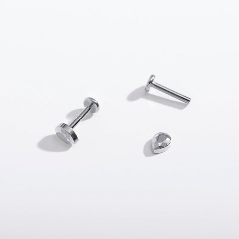 Tiny Faceted Teardrop Flat Back Stud Earrings