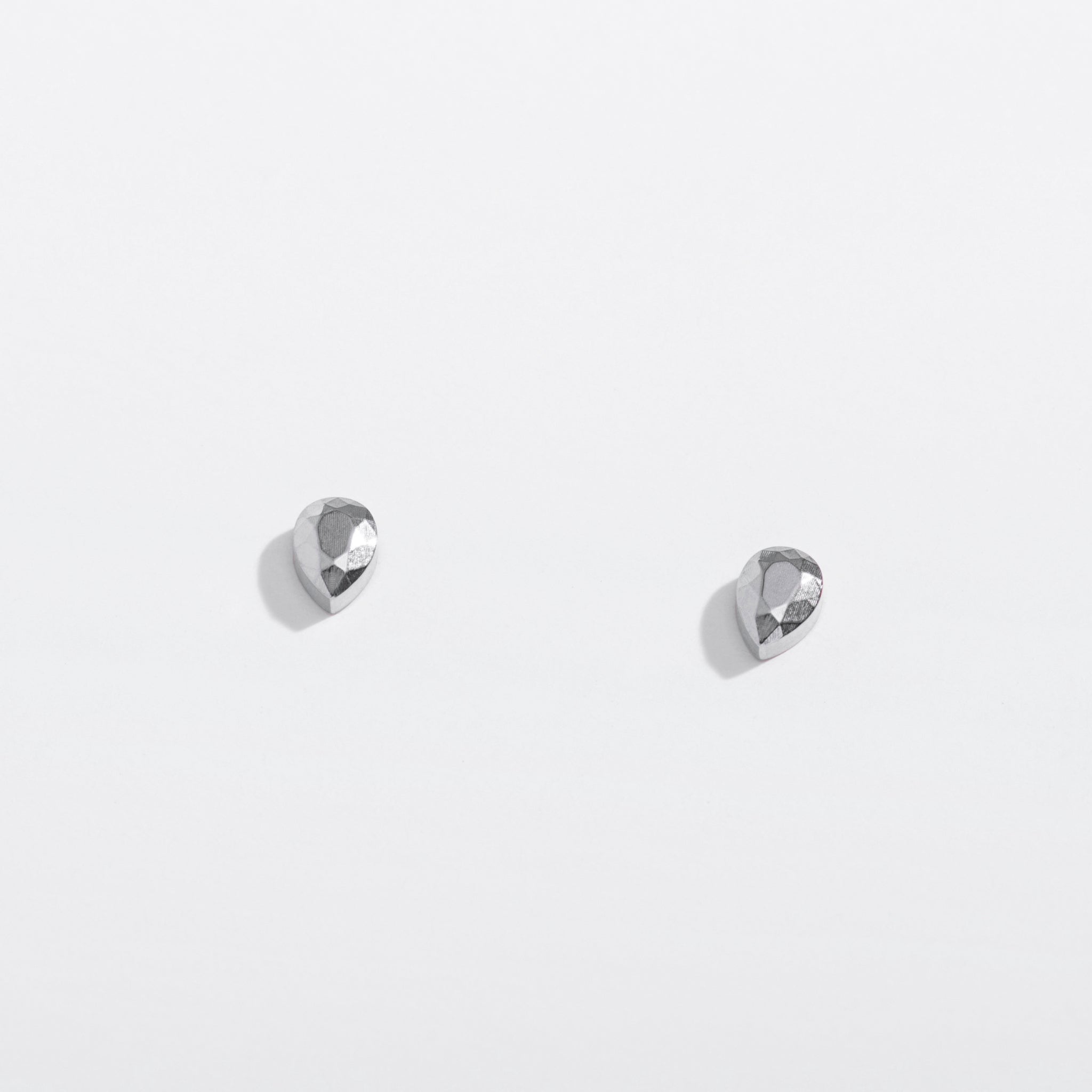 Tiny Faceted Teardrop Flat Back Stud Earrings