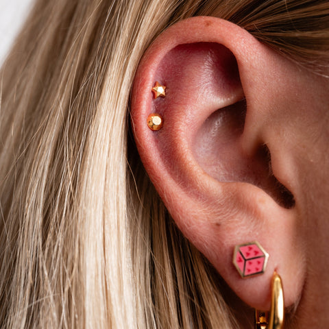 Tiny Faceted Star Flat Back Stud Earrings