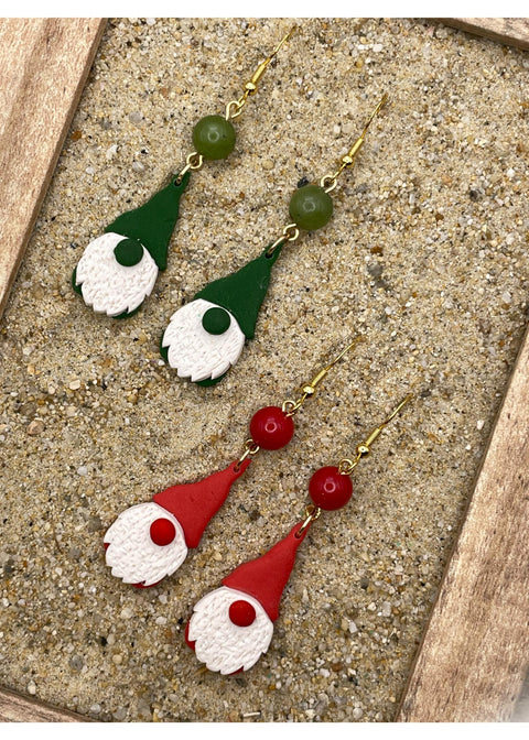 Holiday Gnome Earrings - Green