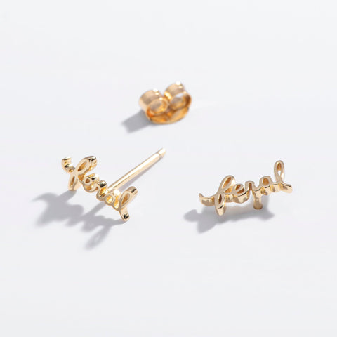 Feral Script Sterling Silver Stud Earrings