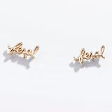 Feral Script Sterling Silver Stud Earrings