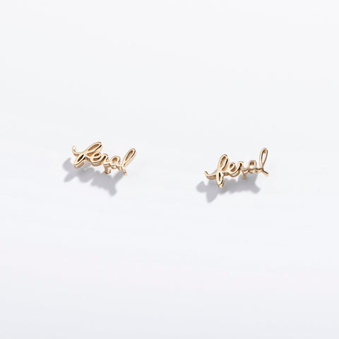 Feral Script Sterling Silver Stud Earrings