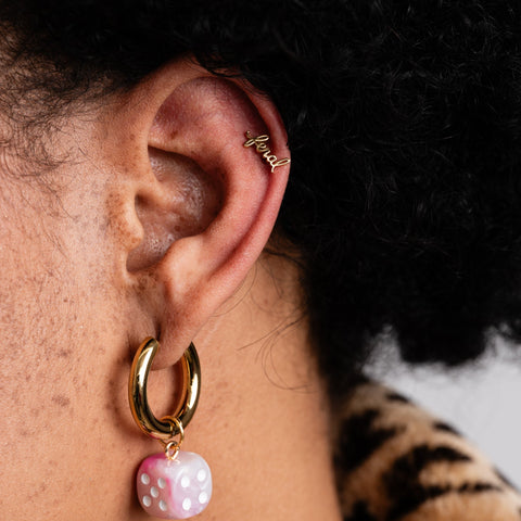 Feral Script Sterling Silver Stud Earrings