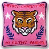 Needlepoint Pillow - Merry Christmas Ya Filthy Animal