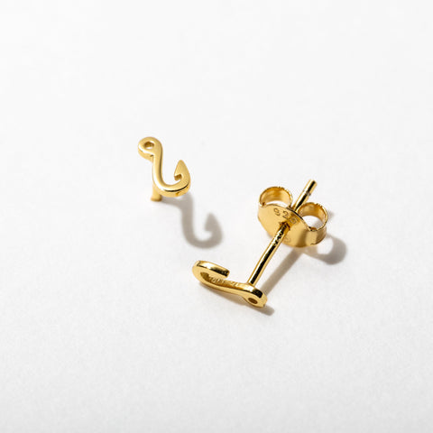 Tiny Fish Hook Stud Earrings Sterling Silver