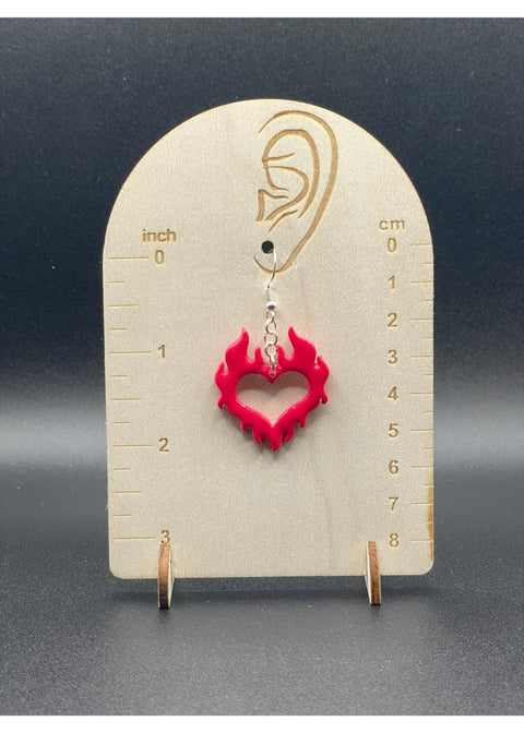 Tattoo Love Flaming Heart Earrings
