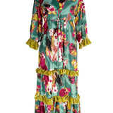 Ophelia Velvet Ruffle Maxi Dress in Fuchsia Fae