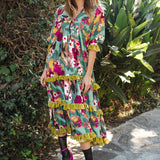 Ophelia Velvet Ruffle Maxi Dress in Fuchsia Fae