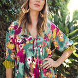 Ophelia Velvet Ruffle Maxi Dress in Fuchsia Fae