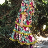 Ophelia Velvet Ruffle Maxi Dress in Fuchsia Fae