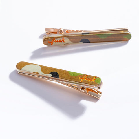 Fuck Script Hair Clips Camo