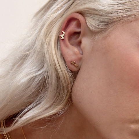 Fuck Script Stud Earrings