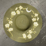 Embroidered Floppy Sun Hat - XL Brim - Orchids