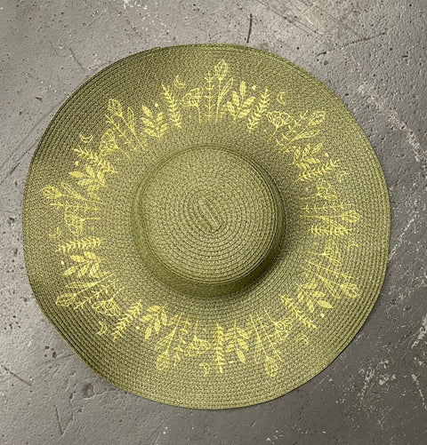 Embroidered Floppy Sun Hat - XL Brim - Botanicals