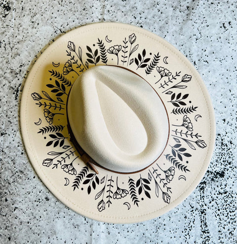 Vegan Felt Hat - XL Brim - Botanicals