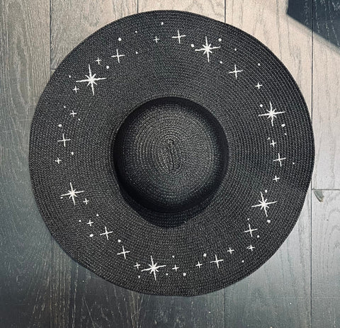 Embroidered Floppy Sun Hat - XL Brim - Starry Night