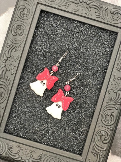 Salem Mini Ghosts with Bows Earrings