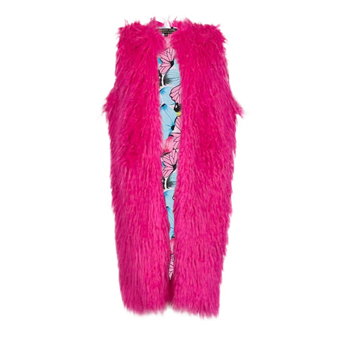 Genghis Faux Fur Vest in Voltage Pink