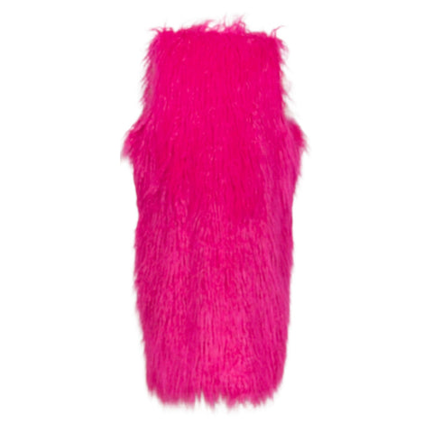 Genghis Faux Fur Vest in Voltage Pink