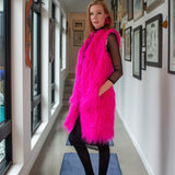Genghis Faux Fur Vest in Voltage Pink