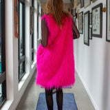 Genghis Faux Fur Vest in Voltage Pink
