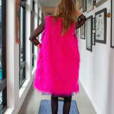 Genghis Faux Fur Vest in Voltage Pink