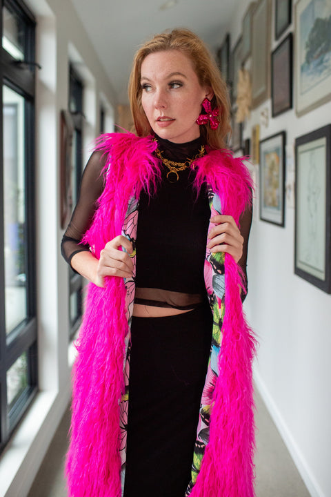 Genghis Faux Fur Vest in Voltage Pink