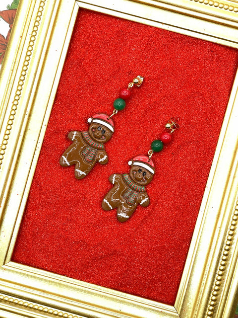 Santa Hat Gingerbread Earrings