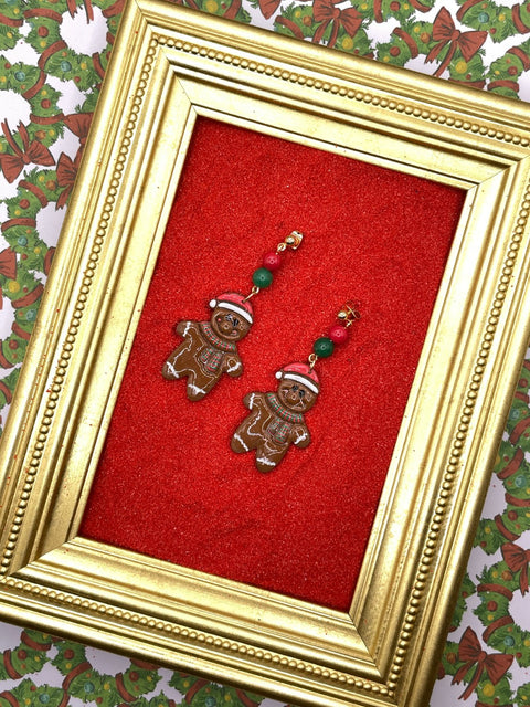 Santa Hat Gingerbread Earrings