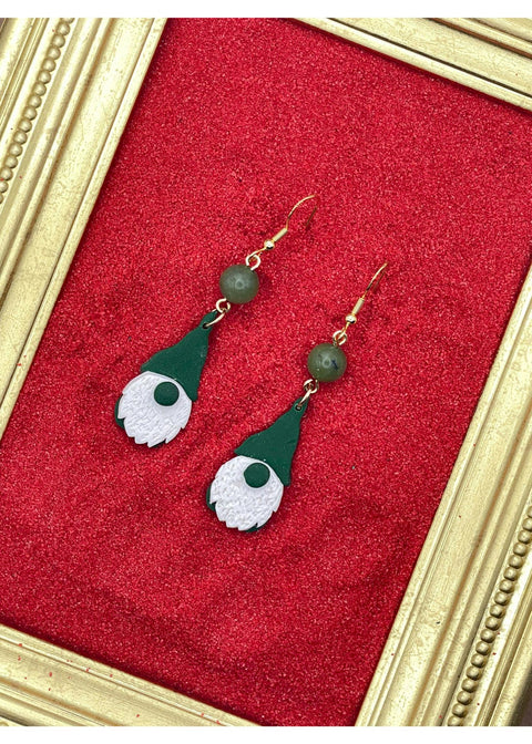 Holiday Gnome Earrings - Green