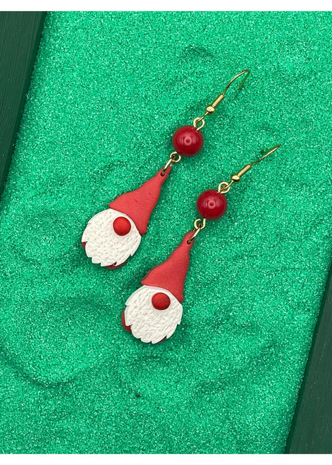 Holiday Gnome Earrings - Red