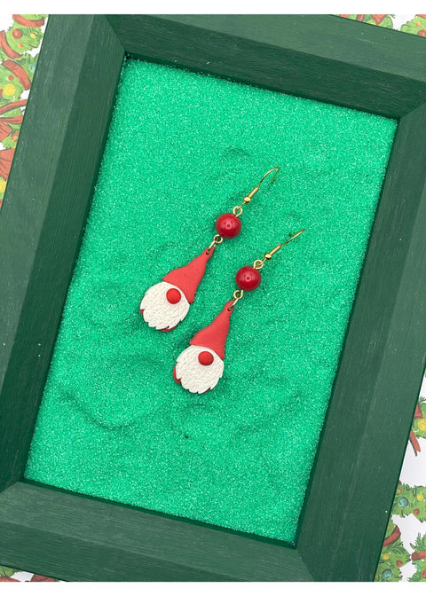 Holiday Gnome Earrings - Red