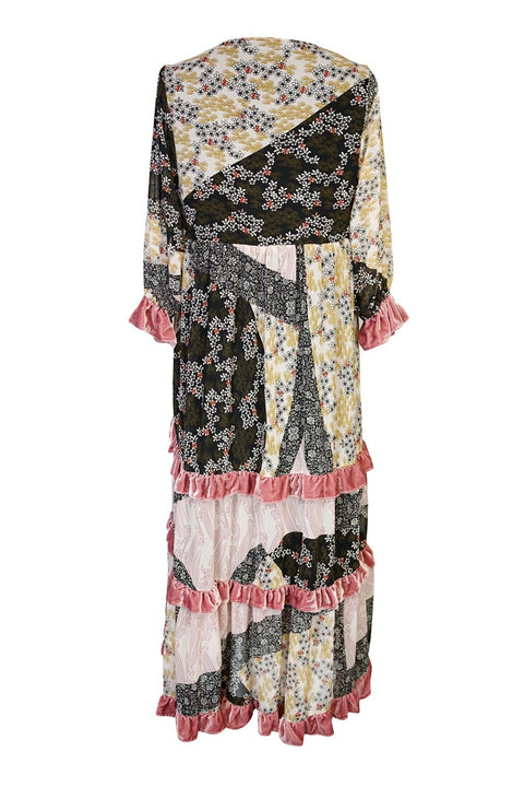 Ophelia Velvet Ruffle Maxi Dress in Hana Heather